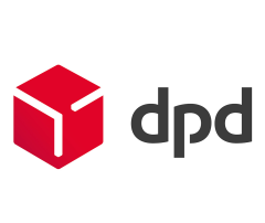 DPD - Pakete versenden Logo von DPD: ein rotes, kubisches Symbol neben dem Schriftzug "dpd" in Graufarbe.